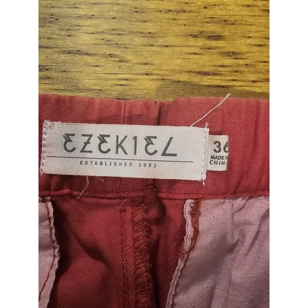 Ezekiel Acid Trip Jogger Pants Mens 36X30 Red Mineral Wash Stretch Twill EUC